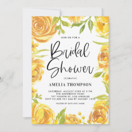 Gult Peony och Ro Blommigt Utandningsluft Möhippa Inbjudningar