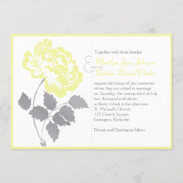 Gult Peony på inbjudan till White Wedding