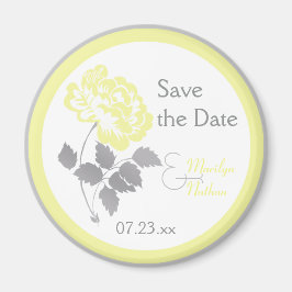 Gult Peony på White Wedding Favor Magnet
