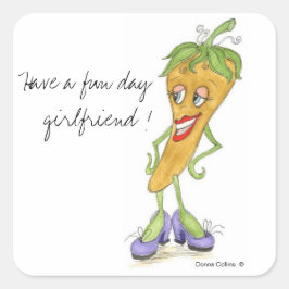 Gult peppardekal fyrkantigt klistermärke