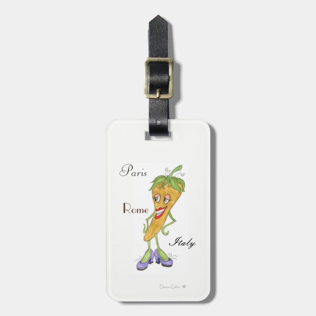 Gult Pepper Luggage Tag Bagagebricka (Vertikal Framsida)