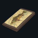 Gult Perch på Karta<br><div class="desc">Detta illustrerar en konstnärlig bild av en gult färsk fisk. Bakgrunden visningar en vintage geografiskt karta i ljusbeige färg. Den bruna ram liknar den gamla mönster med gult-röda blommor i kant. Ett underbart tillägg till din fiskeinsamling!</div>