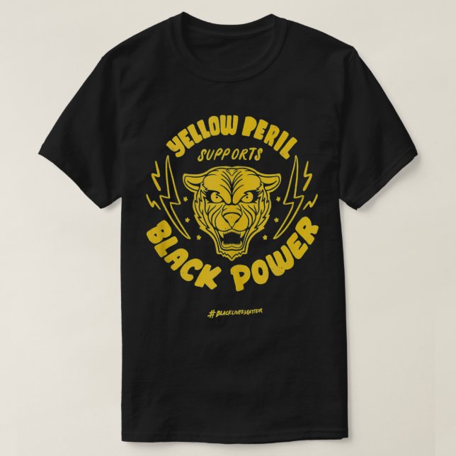 Gult Period stöder svart ström T Shirt (Design framsida)