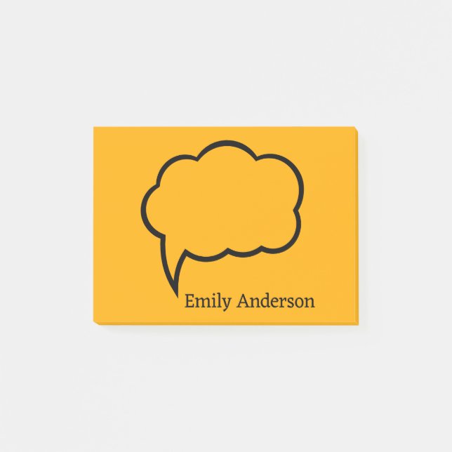 Gult Personlig Namn Talk Bubble Post-it Block (Framsida)