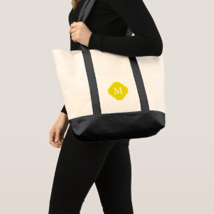 Gult Personlig Quatrefoil Monogram Tygkasse