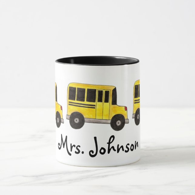 Gult Personlig Teacher School Buss Driver Gift Mugg (Center)