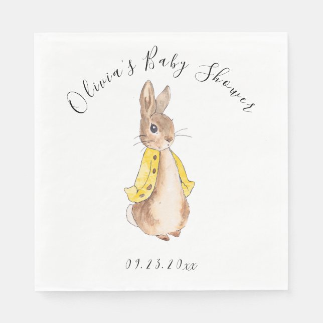 Gult Peter Rabbit Boy Baby Shower Napkins Pappersservett (Framsidan)