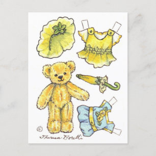 Gult Petunia Nalle Papper Doll Söt vykort