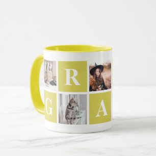 Gult Photo Collage Personlig mugg för Grandma