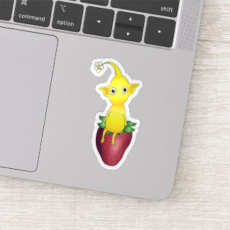 Gult Pikmin on Strawberry Sticker Klistermärken