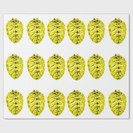 Gult Pinecones Wrapping Papper Presentpapper