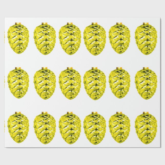 Gult Pinecones Wrapping Papper Presentpapper (Platt)