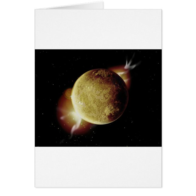gult planet 3d illustration i universum hälsningskort (Framsidan)