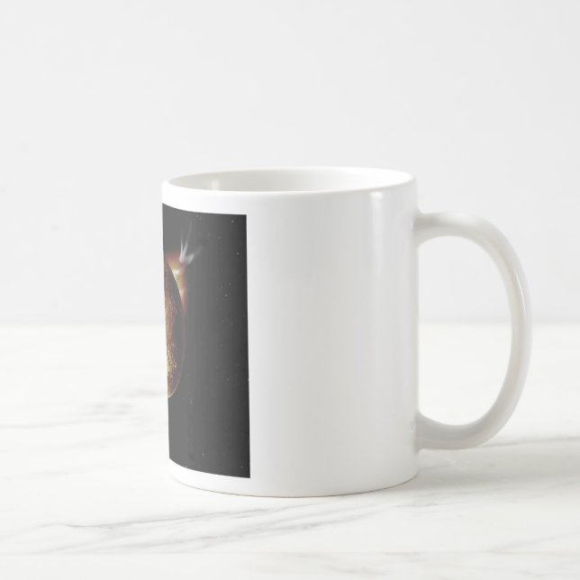 gult planet 3d illustration i universum kaffemugg (Höger)