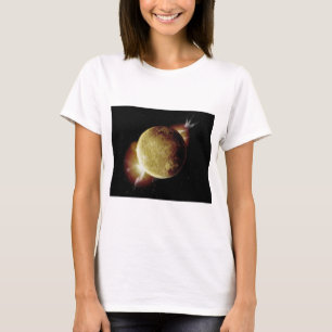 gult planet 3d illustration i universum t shirt