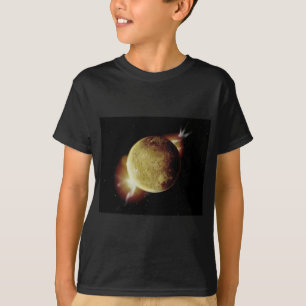 gult planet 3d illustration i universum tee shirt