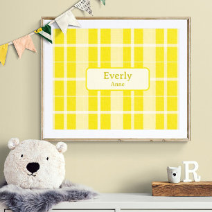 Gult Play Anpassningsbar Baby Namn Nursery Print P Poster