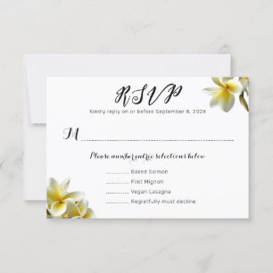 Gult Plumeria Bröllop Menu Svarskort Inbjudningar