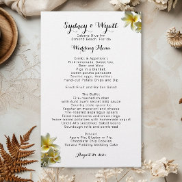 Gult Plumeria Flowers Bröllop Menu Template