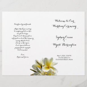 Gult Plumeria Flowers-Bröllopsprogrammet i vikt