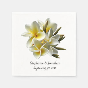 Gult Plumeria Flowers Tropical Bröllop Napkin Pappersservett