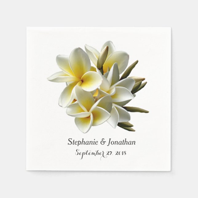 Gult Plumeria Flowers Tropical Bröllop Napkin Pappersservett (Framsidan)