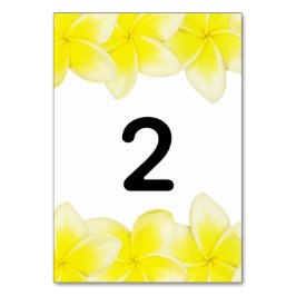 Gult Plumeria Frangipani Bröllop Bordsnummer