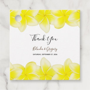 Gult Plumeria Frangipani Bröllop Gift Gåvor Etiketter