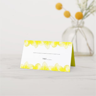 Gult Plumeria Frangipani Bröllop ortkort Placeringskort