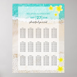 Gult Plumeria Frangipani Bröllop-sätesdiagram Poster