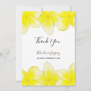 Gult Plumeria Frangipani Bröllop Tack Kort