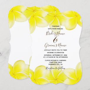 Gult Plumeria Frangipani-bröllopsinbjudningar Inbjudningar