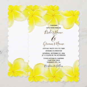 Gult Plumeria Frangipani-bröllopsinbjudningar Inbjudningar