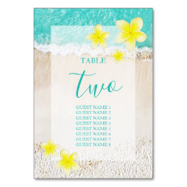 Gult Plumeria Frangipani Tropical Beach Wedding Bordsnummer