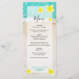 Gult Plumeria Frangipani Tropical Beach Wedding Meny