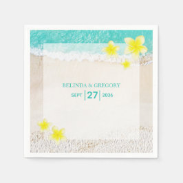 Gult Plumeria Frangipani Tropical Beach Wedding Pappersservett