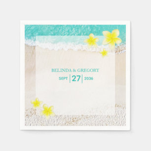 Gult Plumeria Frangipani Tropical Beach Wedding Pappersservett