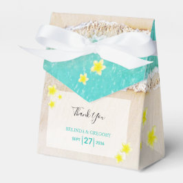 Gult Plumeria Frangipani Tropical Beach Wedding Presentaskar