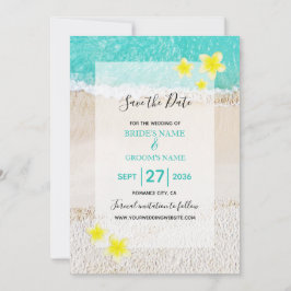 Gult Plumeria Frangipani Tropical Beach Wedding Spara Datumet