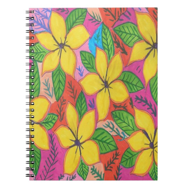 Gult Plumeria Garden Anteckningsbok (Framsidan)