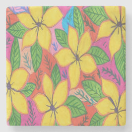 Gult Plumeria Garden Stenunderlägg