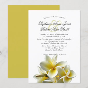 Gult Plumeria Hawaiian Flower bröllopsinbjudan Inbjudningar