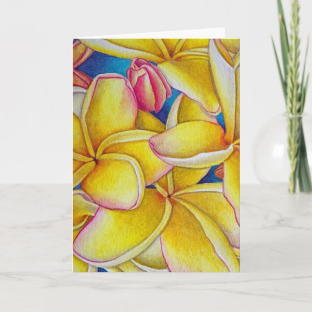 Gult Plumeria Kort (Framsida)