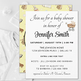 Gult Pojke eller Girl Modern Baby Shower Inbjudningar