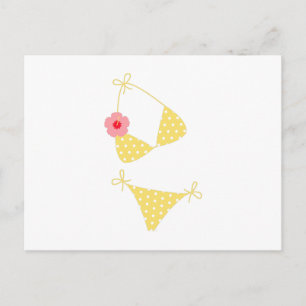 Gult Polka Dot Bikini Vykort