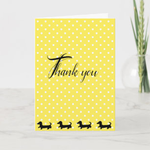 Gult Polka Dot Dachshund - tackkort