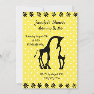 Gult Polka Dot Giraffe Baby Shower-inbjudan Inbjudningar