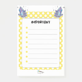 Gult Polka Dot och Diamonds VIKTIGA Post-it Block