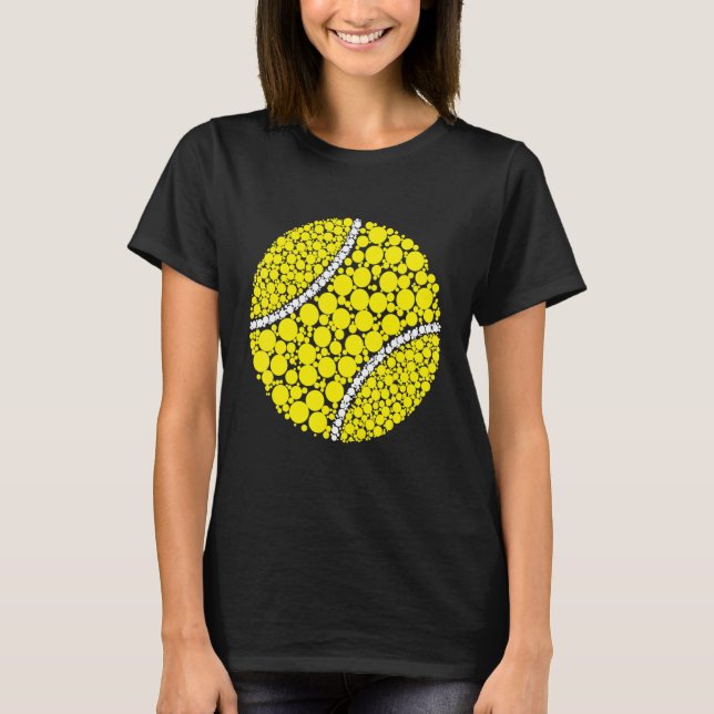 Gult Polka Dot Tennis Boll Internationell Dot Day T Shirt (Framsida)