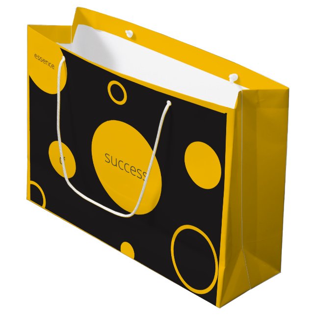 Gult Polka dots Large Gift Bag (Framsidan Vinklad)